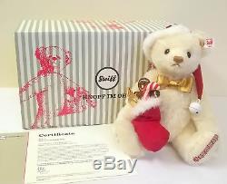 006562 Steiff Sweet Santa Musical Teddy Bear Mohair 27 cm Limited Edition