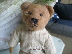 10 Antique, Early Fully Jointed Mohair Teddy Bear With Original Clothes