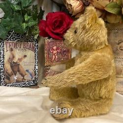 13 Antique German Teddy Bear With Gold Mohair, Excelsior Stuffed