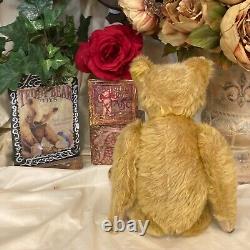 13 Antique German Teddy Bear With Gold Mohair, Excelsior Stuffed