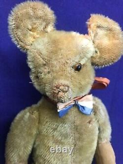 14 Antique Early American Mohair Rat Ear And Nose Teddy Bear