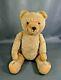 16''Antique German Teddy Bear Straw-Stuffed Gold Mohair Jointed Toy withGlass Eyes