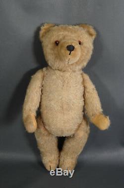 16''Antique German Teddy Bear Straw-Stuffed Mohair Jointed Figure ToyGlass Eyes