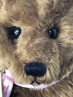 18 Artist Made Teddy Bear Brown Mohair By Bonnie Windell Suede Paws Jointed #L