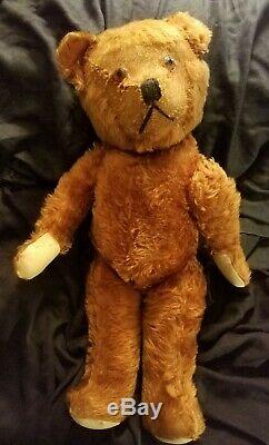 1900's 23 ANTIQUE BROWN /GOLD TOY MOHAIR EARLY HUMPBACK TEDDY BEAR