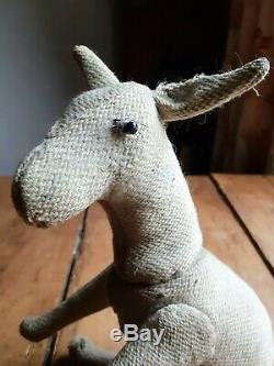 1905 Old Antique Steiff Jointed Donkey Eselin Soft Toy Teddy Bear Burlap Mohair