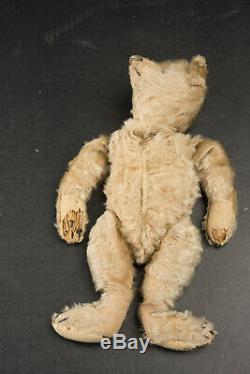 1906 Steiff Teddy Bear, Blank Ear Button, Excelsior Stuffing, Blond Mohair