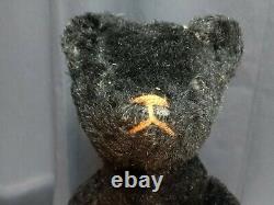 1910-20s 18 BLACK Mohair Stick Bear Ideal Teddy Bear Jointed American Toy