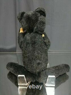1910-20s 18 BLACK Mohair Stick Bear Ideal Teddy Bear Jointed American Toy