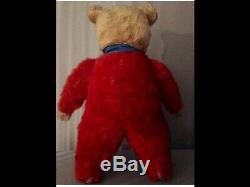 1920's RARE ANTIQUE CHAD VALLEY RED MOHAIR TUBBY RAINBOW TEDDY BEAR. Amazing
