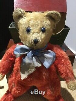 1920's RARE ANTIQUE CHAD VALLEY RED MOHAIR TUBBY RAINBOW TEDDY BEAR. Amazing
