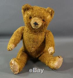 1930-40 Antique Russian Teddy Bear Straw-Stuffed Mohair 14Jointed Toy withGrowler