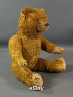 1930-40 Antique Russian Teddy Bear Straw-Stuffed Mohair 14Jointed Toy withGrowler