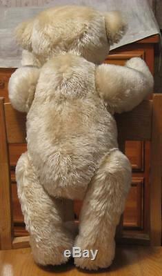 1980's Steiff Margaret Strong Cream colored Mohair Teddy Bear 60 cm 23