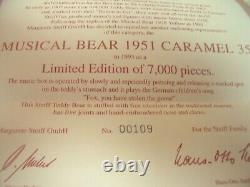 1993 LIMITED EDITION Steiff Caramel 1951 Musical Music Teddy Bear 109/7000