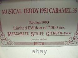 1993 LIMITED EDITION Steiff Caramel 1951 Musical Music Teddy Bear 109/7000