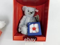 2007 Steiff Teddy Bear Poinsettia Gray Mohair Swarovski 681103 9.5 #8397 Mib
