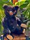 20 ANTIQUE 1920s FIRST KNICKERBOCKER STUNNING BLACK MOHAIR TEDDY BEAR