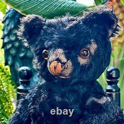 20 ANTIQUE 1920s FIRST KNICKERBOCKER STUNNING BLACK MOHAIR TEDDY BEAR