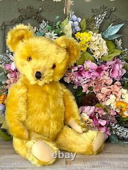 22 ANTIQUE 1930s KNICKERBOCKER TEDDY BEAR WITH BRIGHT GOLD MOHAIR