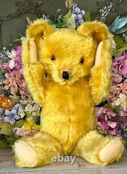 22 ANTIQUE 1930s KNICKERBOCKER TEDDY BEAR WITH BRIGHT GOLD MOHAIR