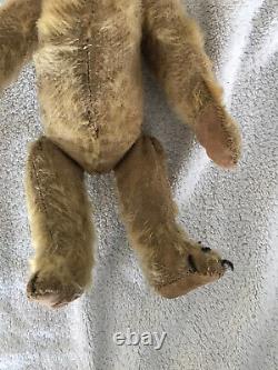 ANTIQUE BLONDE MOHAIR 10 TEDDY BEAR Turn/ Century, Long Snout, Jointed