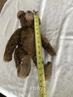 ANTIQUE BROWN MOHAIR 15 TEDDY BEAR Turn/ Century, Humpback, Long Snout, Jointed