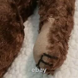 ANTIQUE BROWN MOHAIR 17 TEDDY BEAR Turn/ Century, Humpback, Jointed
