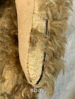ANTIQUE BROWN MOHAIR & WOOD WOOL 5-WAY JOINTED TEDDY BEAR e438