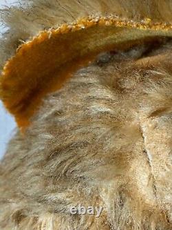 ANTIQUE BROWN MOHAIR & WOOD WOOL 5-WAY JOINTED TEDDY BEAR e438