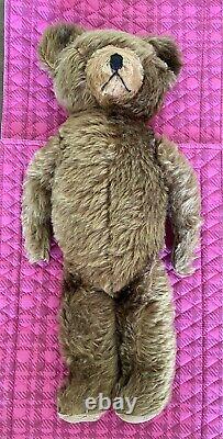 ANTIQUE EARLY 1940s LARGE 21 KNICKERBOCKER TEDDY BEAR MOHAIR Jointed, No Eyes