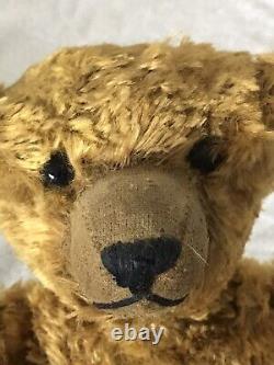 ANTIQUE GOLD MOHAIR 13 TEDDY BEAR Turn/ Century, Humpback, Long Snout, Jointed