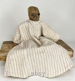 ANTIQUE MOHAIR STEIFF Vintage TEDDY BEAR 10 BUTTON EYES STRAW JOINTED GOWN