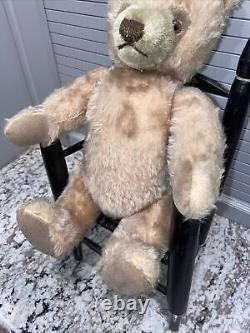 ANTIQUE STEIFF Teddy Bear Mohair 13 Adjustable Head Arms Legs WithChair