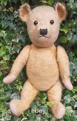 Adorable Large Vintage 1930s Golden Mohair Jointed Chiltern Teddy Bear 21