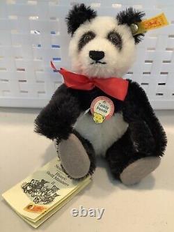 Adorable Steiff 1993-96 Mohair 16cm 7in Historic Teddy Panda Bear 029905