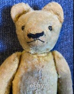Antique 13 Fully Jointed German White Mohair Teddy Bear With Shoe button Eyes