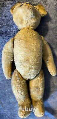 Antique 18 Fully Jointed German White Mohair Teddy Bear With Glass Eyes