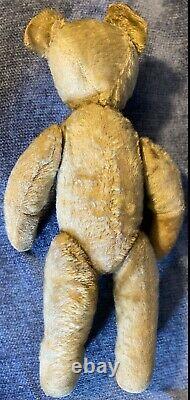 Antique 18 Fully Jointed German White Mohair Teddy Bear With Glass Eyes