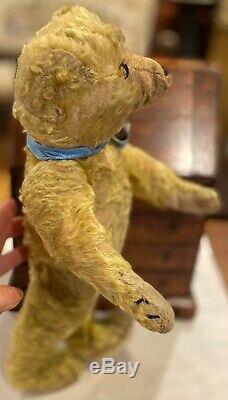 Antique 1906 12 German Early Mohair Fully Jointed Teddy Bear withShoe Button Eyes