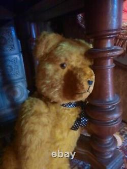 Antique 1930's/1940's Mohair Teddy Bear Straw Filled 27.5