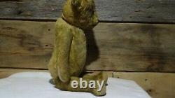 Antique 23 Vintage Mohair Jointed Teddy Bear Straw Stuffed