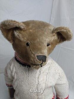 Antique 25 Teddy Bear Handsome Early Mohair Shoe Button Type Eyes