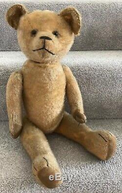 Antique American Mohair Jointed Teddy Bear With Boot Button Eyes