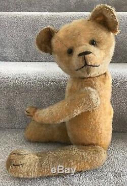 Antique American Mohair Jointed Teddy Bear With Boot Button Eyes