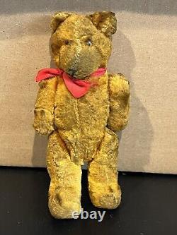 Antique Brown Mohair Jointed Teddy Bear Glass Eyes 5 3/8 High