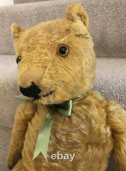 Antique Chad Valley Magna Or Similar Golden Mohair Jointed Teddy Bear 20 1940s