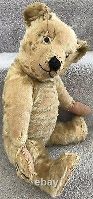 Antique Chiltern Hugmee Mohair Jointed Teddy Bear & Photo Original Owner C. 1930s