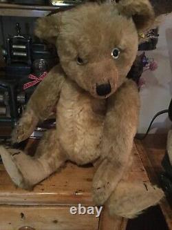 Antique Chiltern Teddy Bear Mohair 1920s 22 Inches With Foot Label