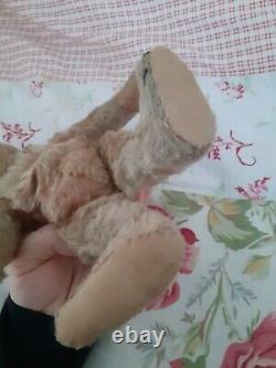 Antique Early 1900s Metal Ear Button Steiff Handsome Jointed Mohair Teddy Bear